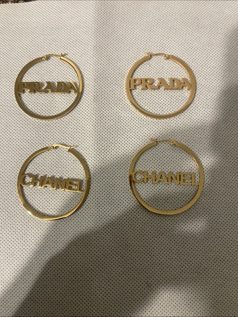 Stainless steel Gold Plated Logo Hoop Earrings - Designer-Inspired Women Jewelry